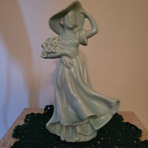 Vintage Blue Ceramic Lady.